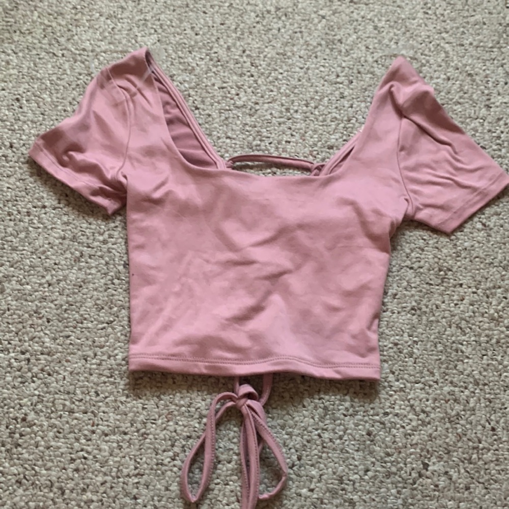 Pink crop top with cute laced back